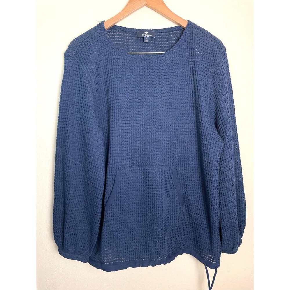 Sperry Sweater Women's Medium Pullover Blue Open Knit Cotton Blend